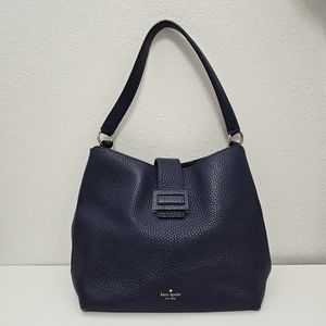 Kate Spade Carlyle Street Marea Blue Pebbled Leather Hobo Tote Bag Purse